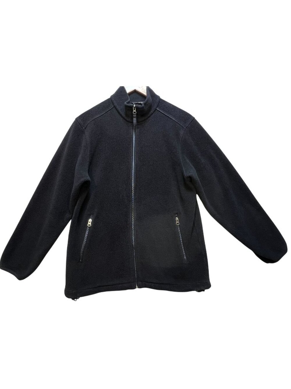 Lands' End Women's Full-Zip Fleece Jacket Long Sleeve Size M Black Zip Pockets
